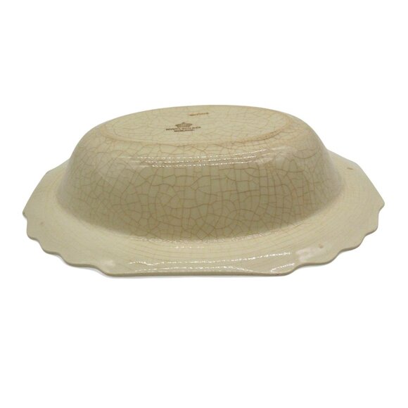 MYOTT SON & Co Floral Oval Bowl Crackle Glaze England Vintage 9" - Picture 7 of 9